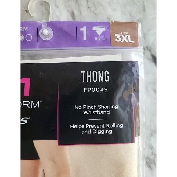 Maidenform Womens Shaping Thong Underwear 3XL Beige waistband Cool Comfort New - Picture 4 of 11